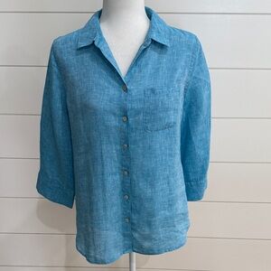 Chicos No Iron Women's Blue Button-Up Top